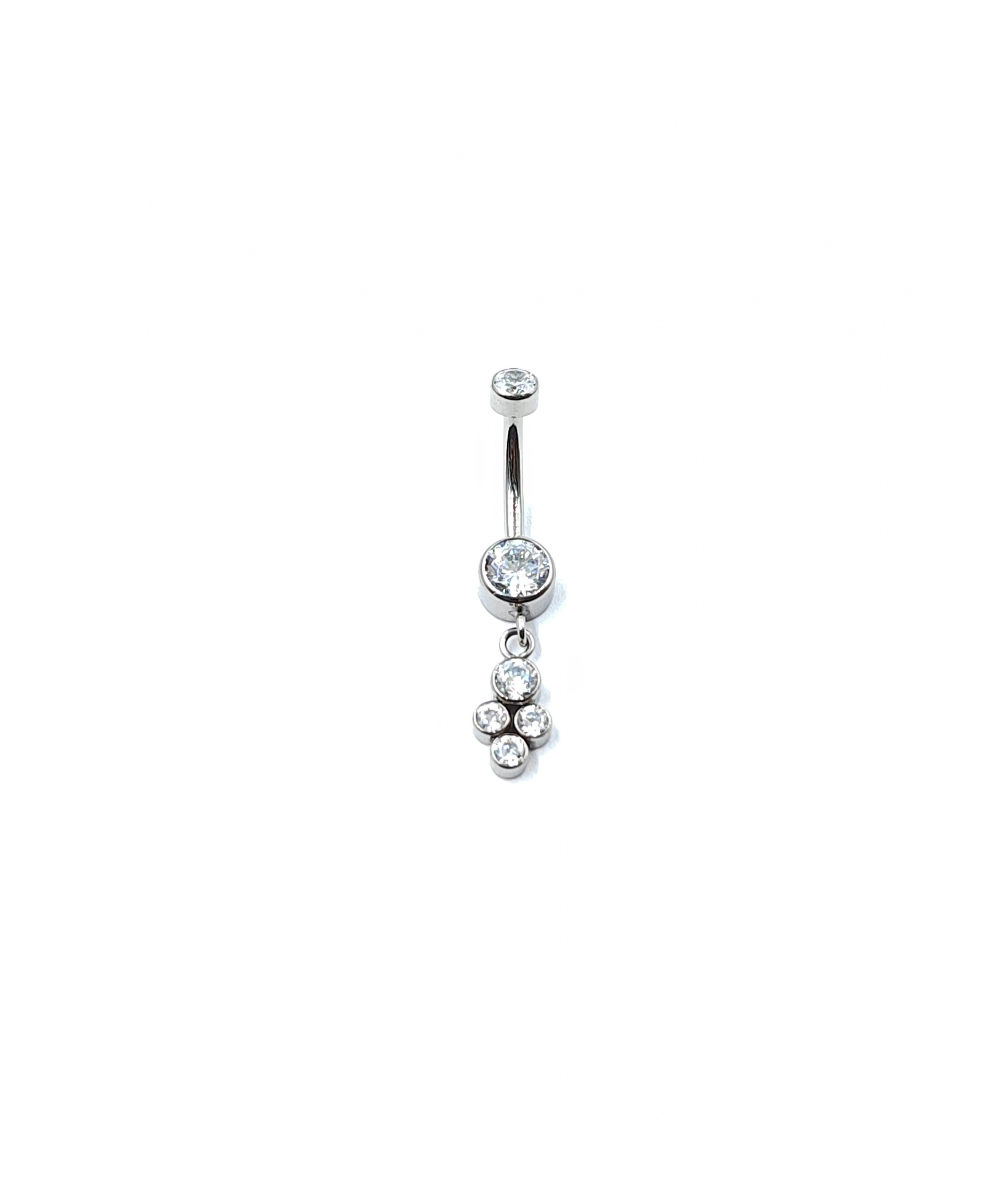Piercing Nombril Titane Grade 23 OUFER - Bille Double Zircon - Filetage Interne - 14G 12mm - Or