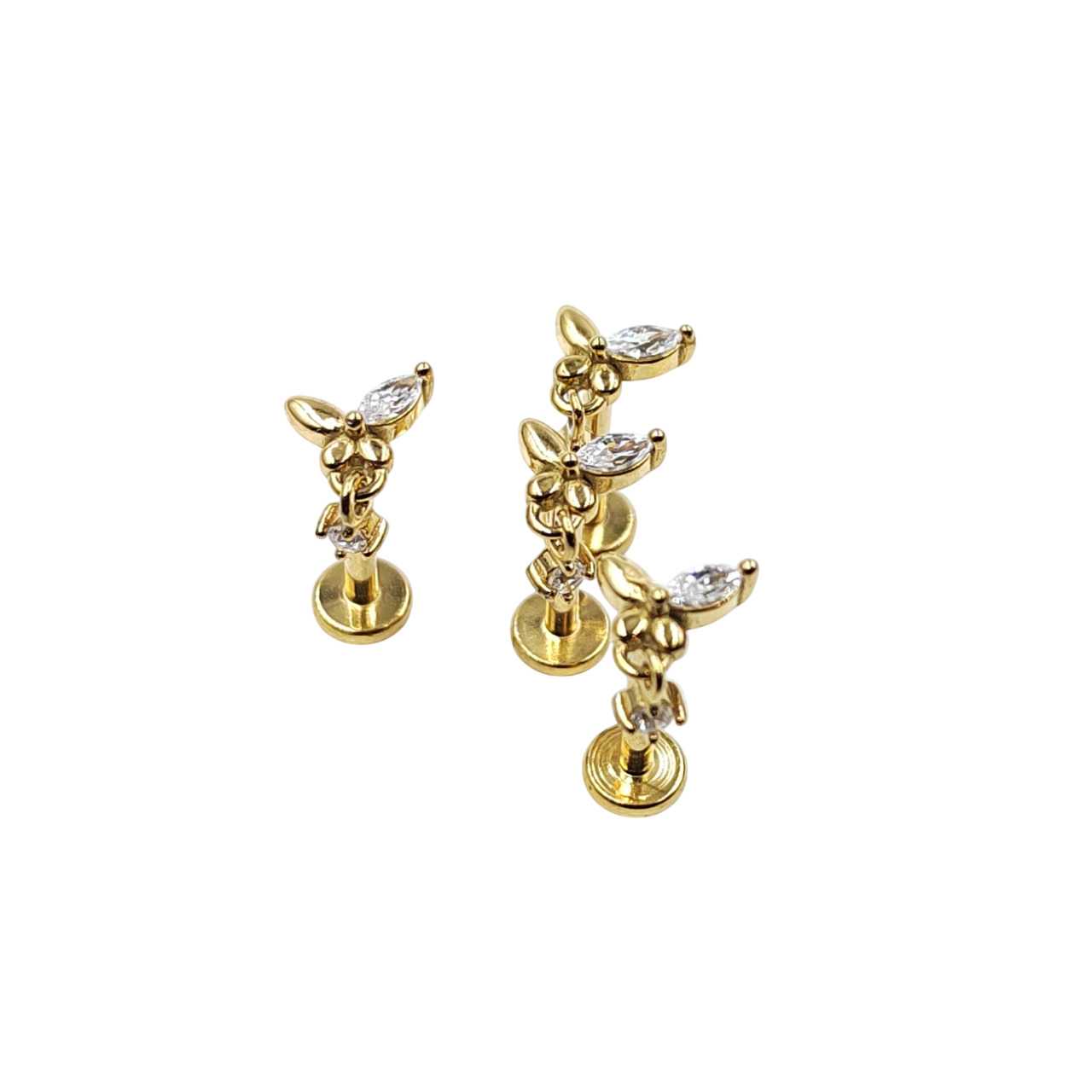 Piercing acier papillon pendant