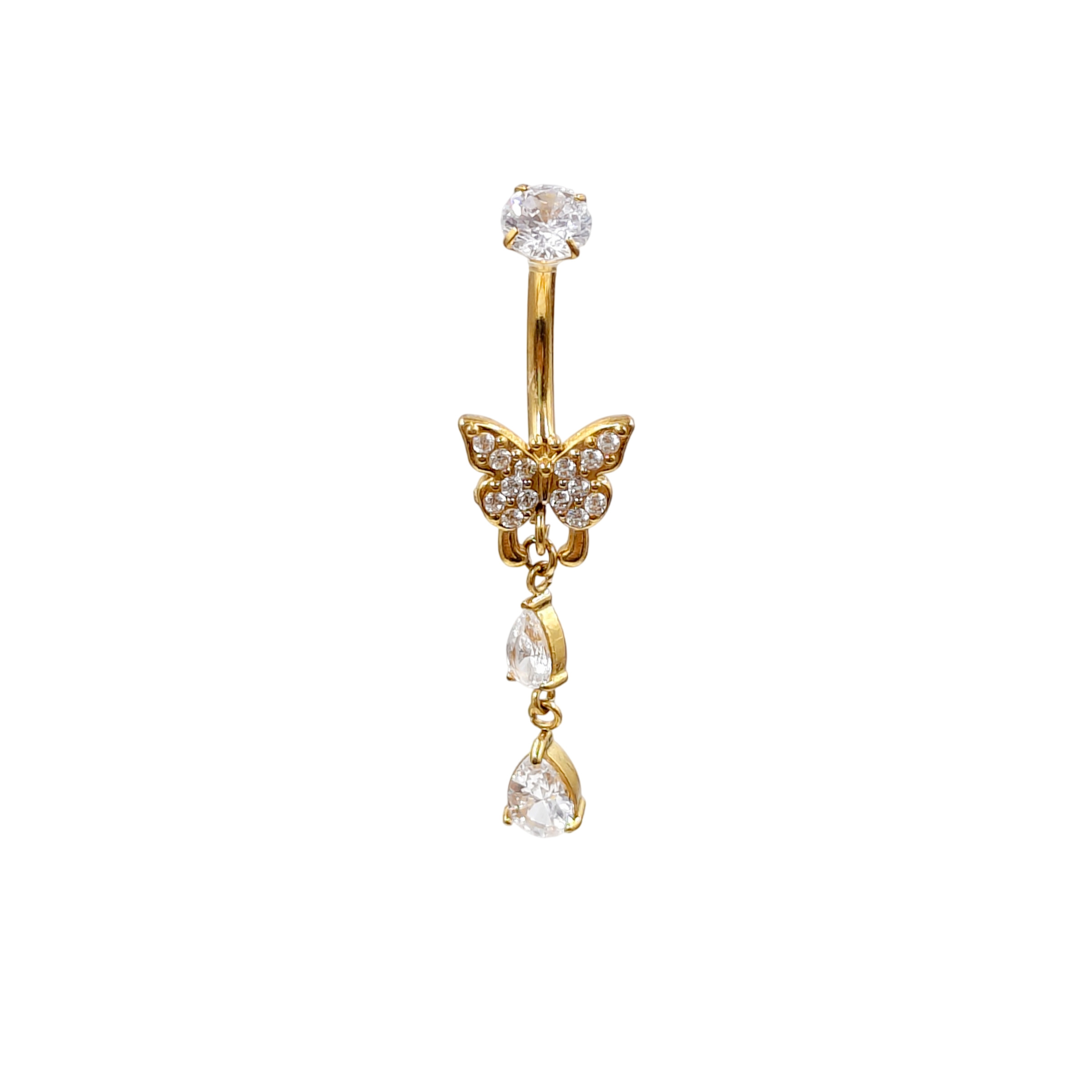 Piercing acier nombril pendant papillon