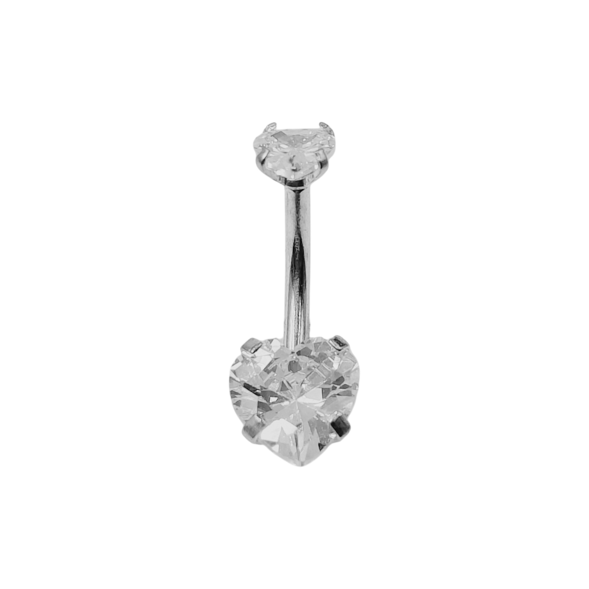 Nombril acier coeur argenté (5 x 8mm)