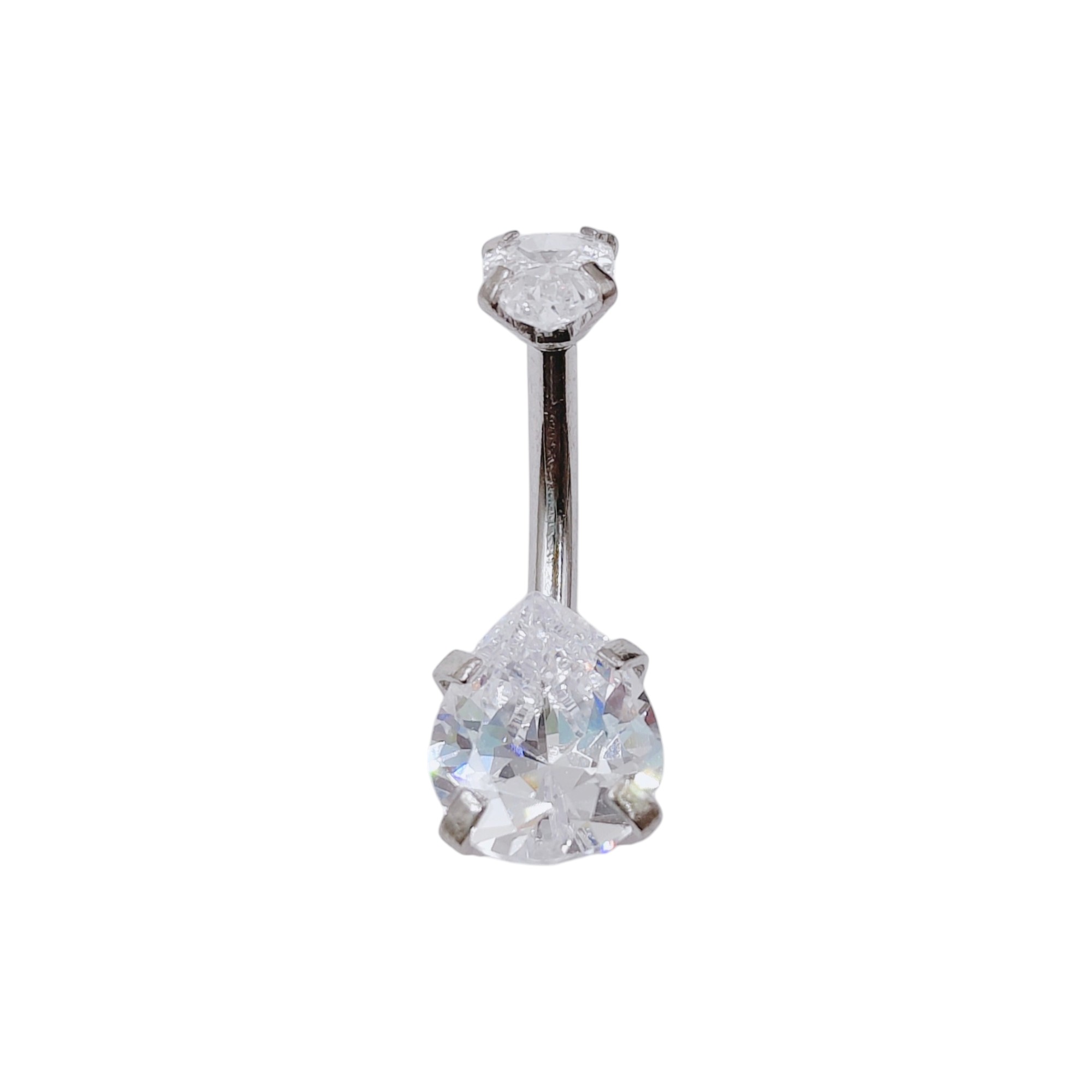 Nombril acier goutte argenté (5 x 8mm)
