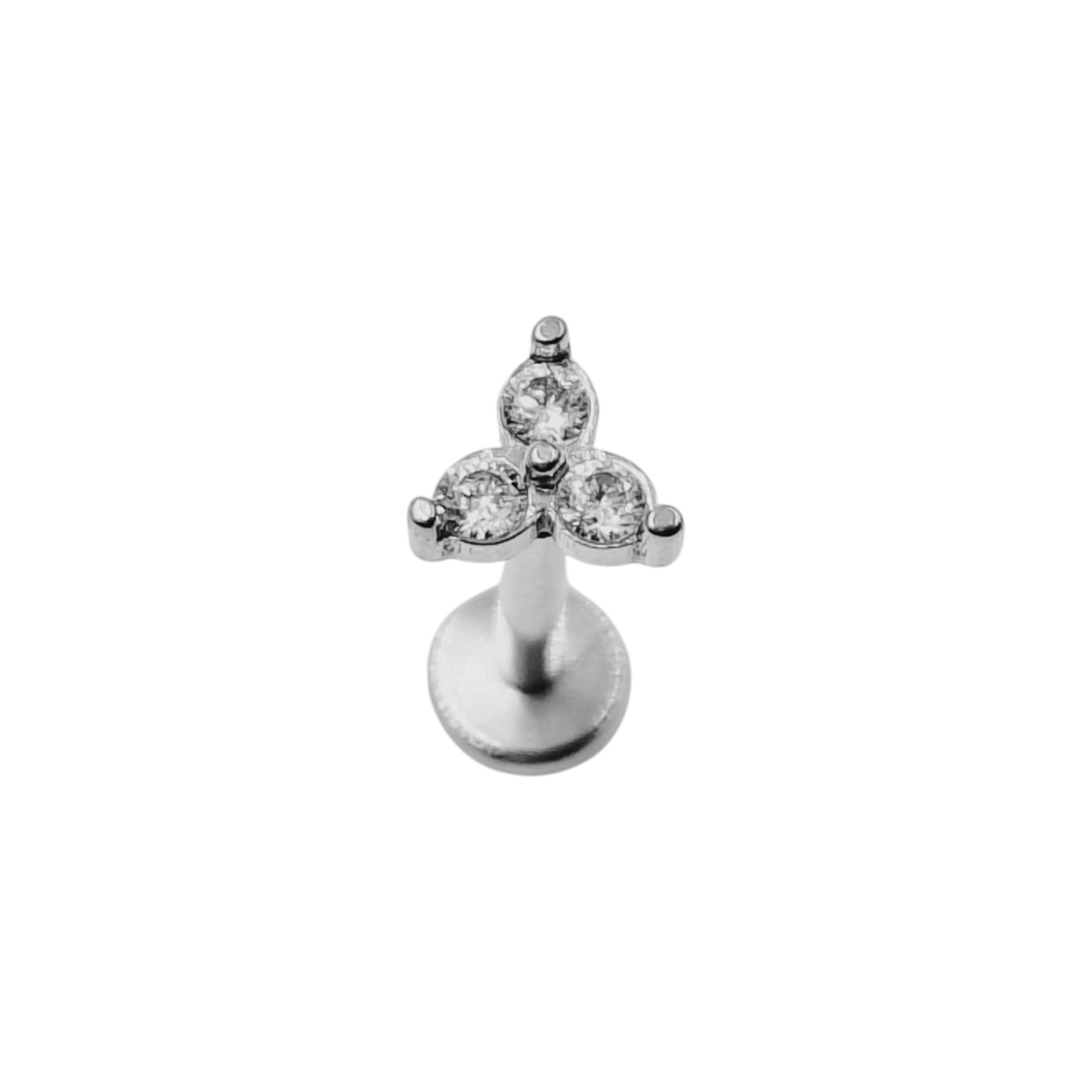 Piercing acier trois pétales argenté
