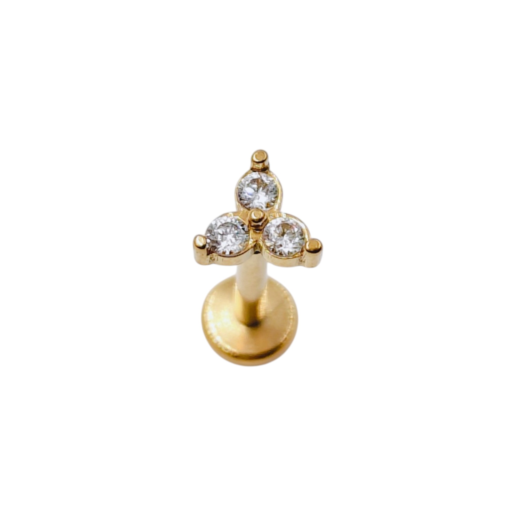 Piercing acier trois pétales doré
