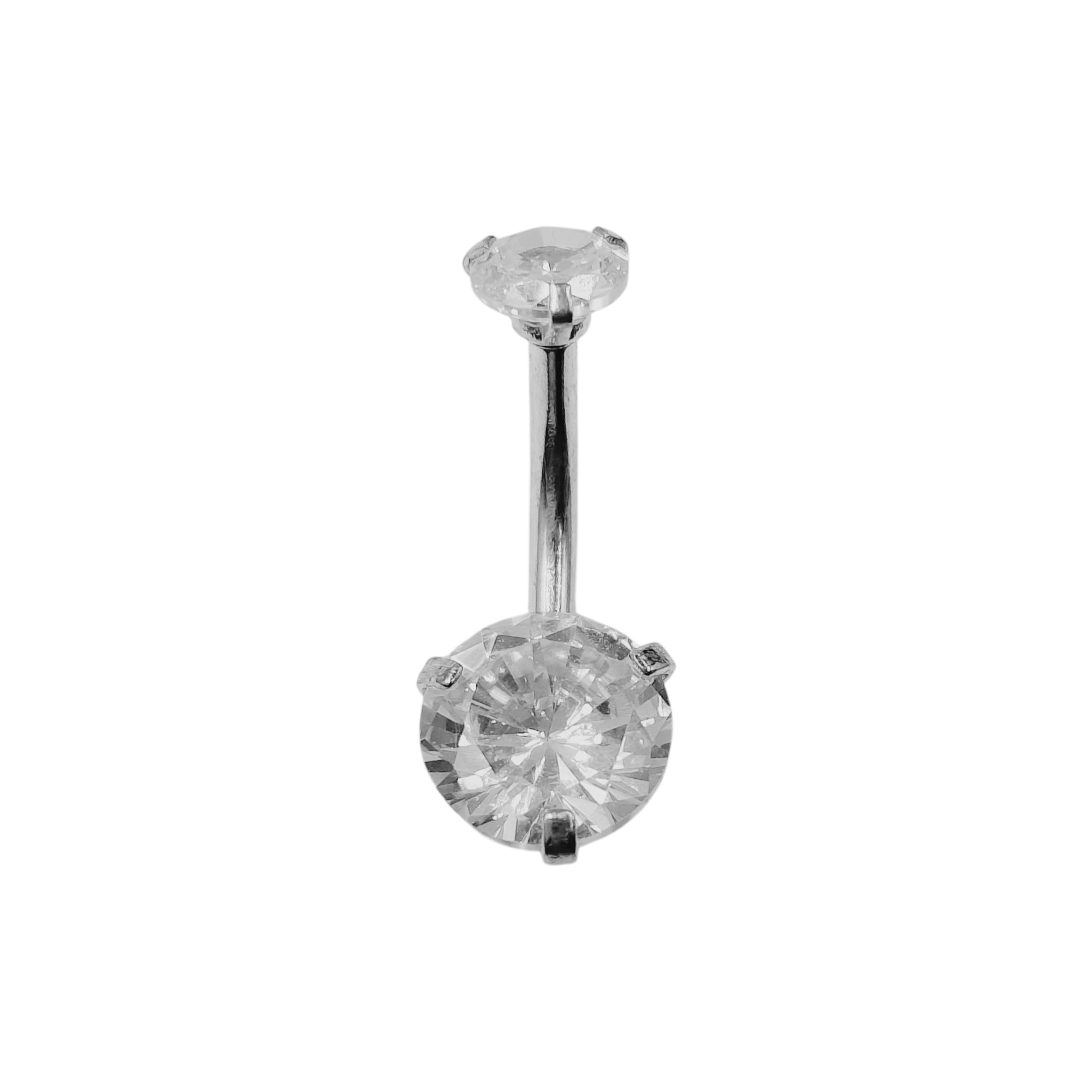 Nombril acier rond argenté (5 x 8mm)