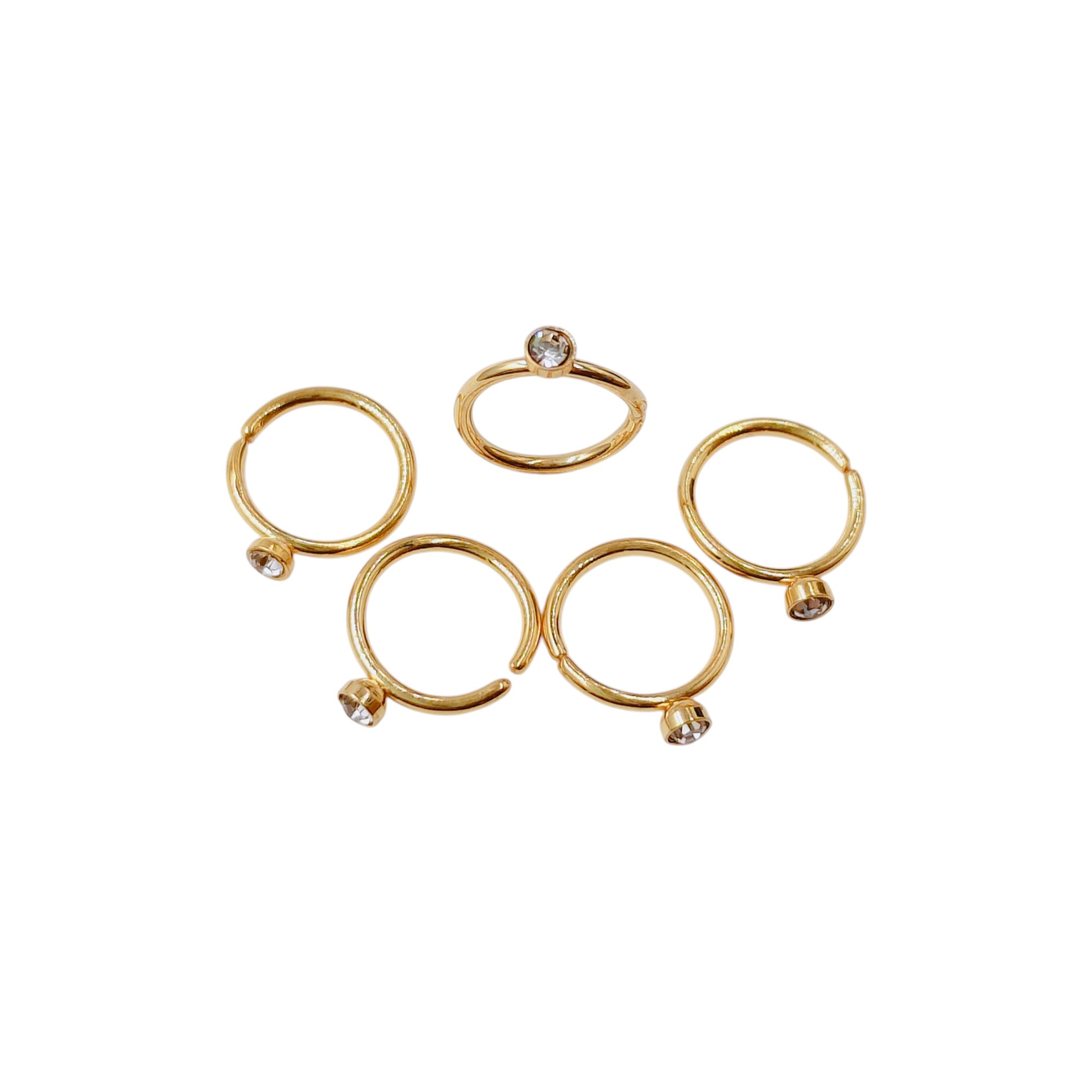 Anneau acier nez doré 0.8mm (lot de 5)